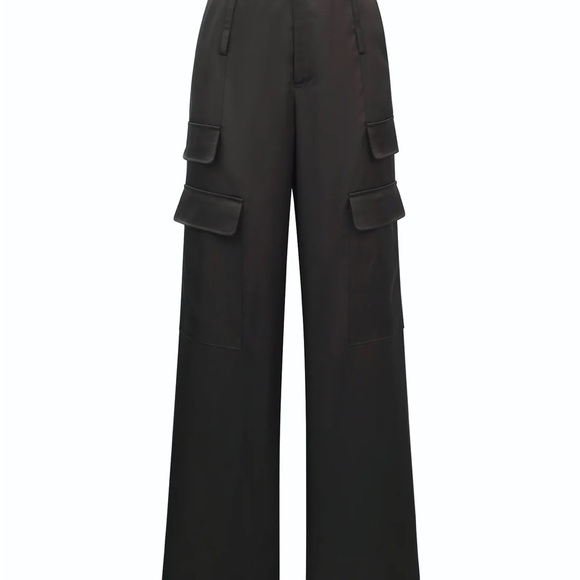 Noli Black Satin Cargo Wide Leg Pants - Picture 5 of 5